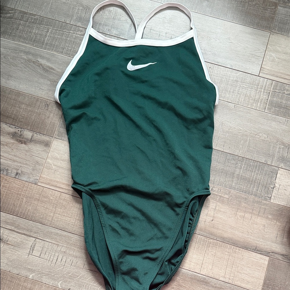 Nike Dark Green Swimsuit with White Trim